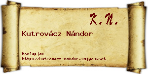 Kutrovácz Nándor névjegykártya